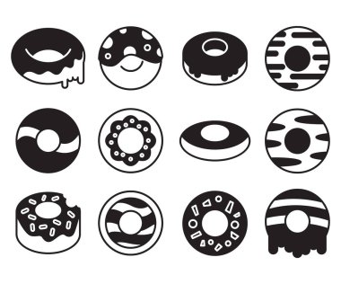 Çörek ve fırın simgeleri vektör kümesi 