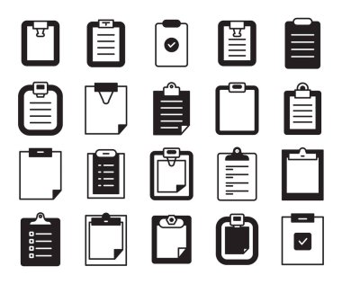 Pano ve belge simgeleri vektörü ayarlandı