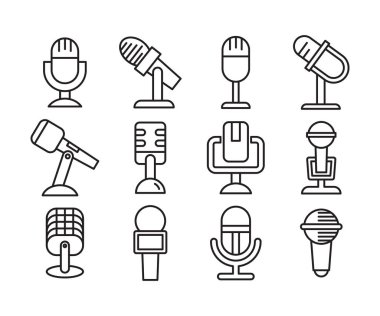 microphone icons set line vector illustration