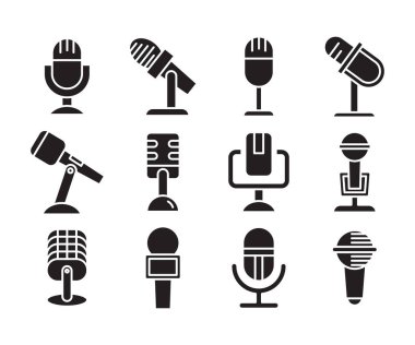 microphone icons set vector illustration