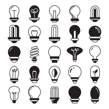 ampul simgeleri vektör illüstrasyonunu ayarla