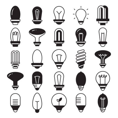 ampul simgeleri vektör illüstrasyonunu ayarla 