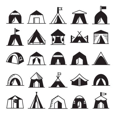 tent, camping and canopy icons vector illustration