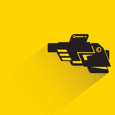 space gun and futuristic gun weapon on yellow background