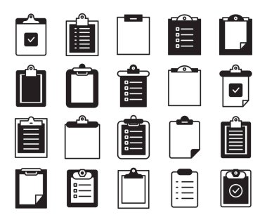 Pano ve belge simgeleri vektörü ayarlandı