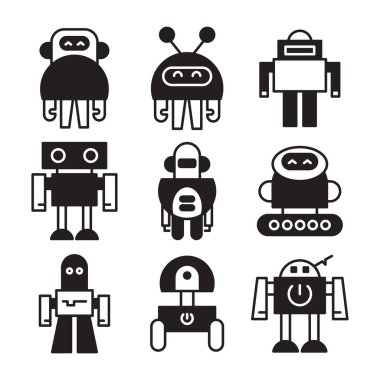 Robot simgeleri vektör illüstrasyonunu ayarla