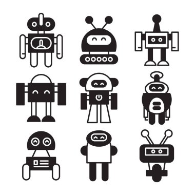 Robot simgeleri vektör illüstrasyonunu ayarla