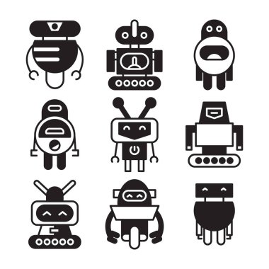 insansı robot karakter simgeleri ayarlandı