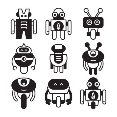 insansı robot karakter simgeleri ayarlandı