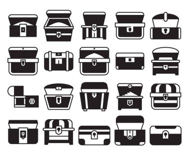 hazine sandığı simgeleri vektörü ayarla