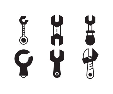 wrench and spanner icons set vector