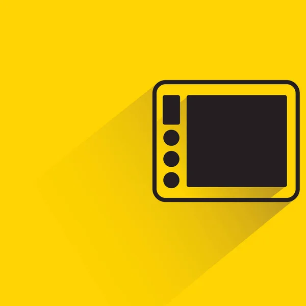 Tablet Shadow Yellow Background —  Vetores de Stock