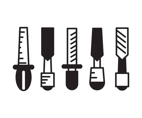 Rasp Hand Tool Icons Set Vector — Stock Vector