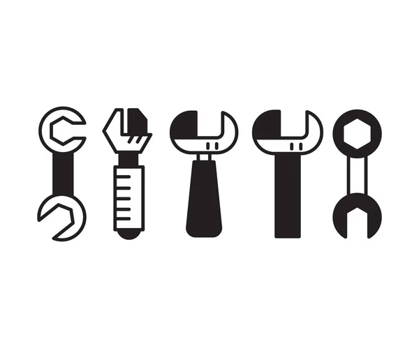 Wrench Tool Icons Set Vector — Vector de stock