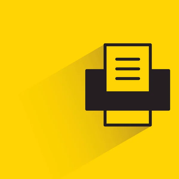 Printer Icon Shadow Yellow Background — Stock Vector