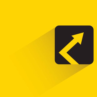 arrow icon with shadow on yellow background