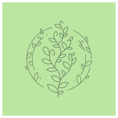decorative flowers and leaves line illustration vector
