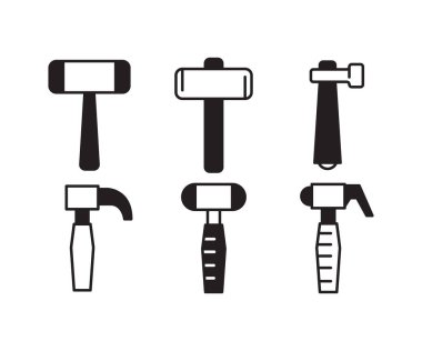 Çekiç ve çekiç simgeleri vektörü ayarla