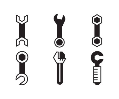 wrench and tool icons set vector