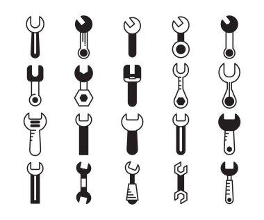 wrench and tool icons set vector