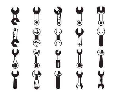 wrench and tool icons set vector