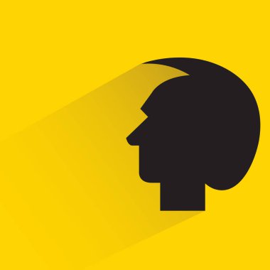 silhouette man face with drop shadow on yellow background