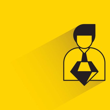 Sarı arkaplanda gölgesi olan değer yatırımcısı