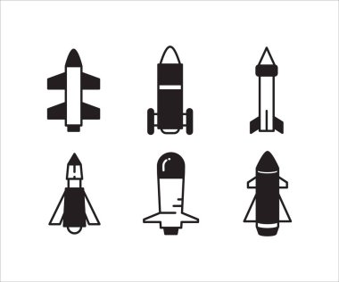 torpedo missile icons vector set