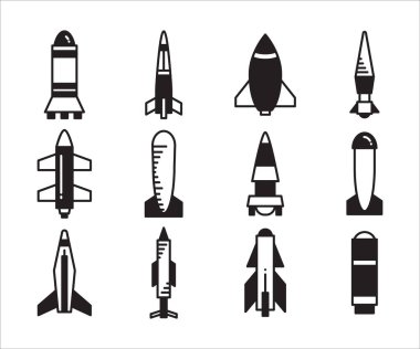 torpedo missile icons vector set