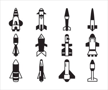 torpedo missile icons vector set