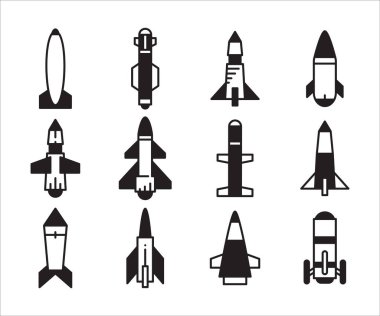torpedo missile icons vector set