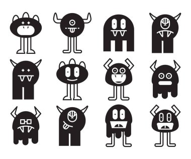 funny and cute monster icons set vector