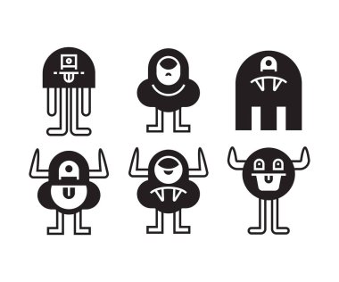 funny and cute monster icons set vector
