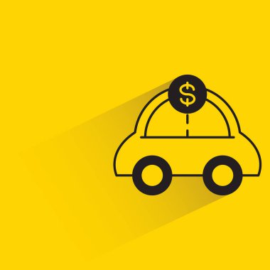 Sarı arka planda dolar bozuk parası olan araba.