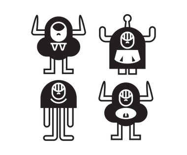 funny and cute monster character icons vector set