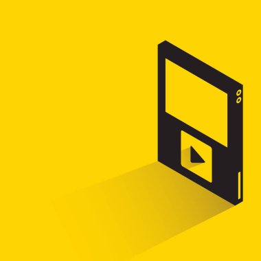 video player device with shadow on yellow background