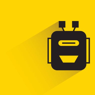 robot character with drop shadow on yellow background