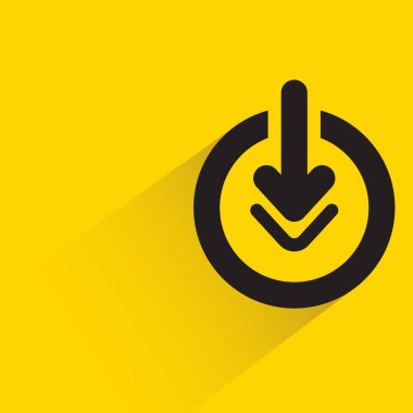download arrow icon with shadow on yellow background