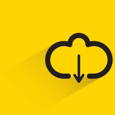 cloud download with shadow on yellow background