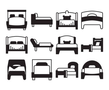 bed and mattress icons set vector illustration