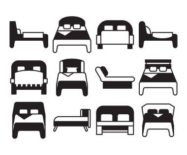 bed and mattress icons set vector illustration