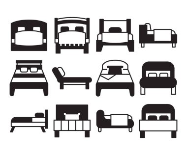 bed and mattress icons set vector illustration