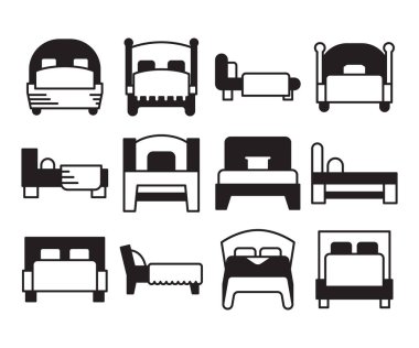bed and mattress icons set vector illustration