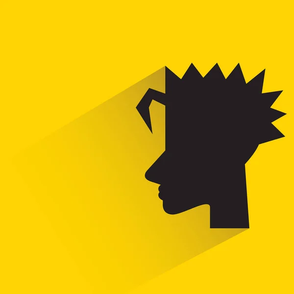 Silhouette Man Face Drop Shadow Yellow Background — 스톡 벡터