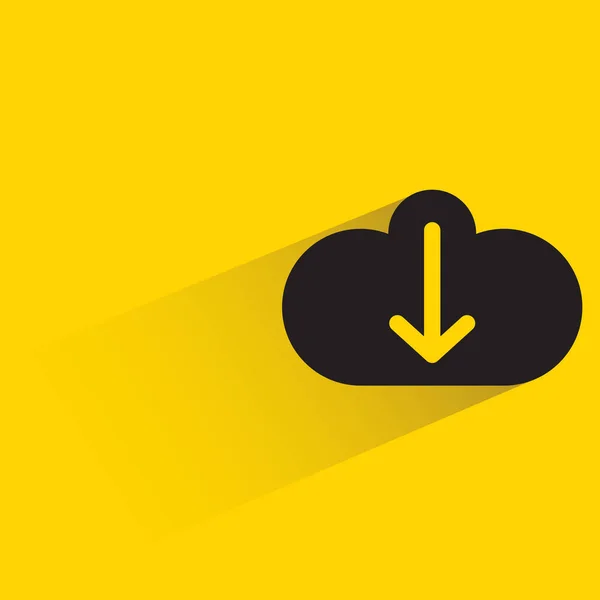 Cloud Download Shadow Yellow Background — Stockový vektor