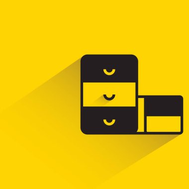 closet and wardrobe with shadow on yellow background