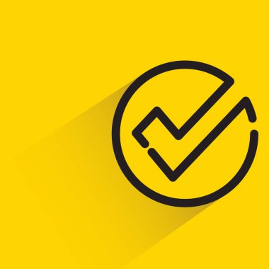 check mark symbol on yellow background