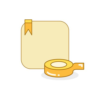 blank board and reminder note with adhesive tape roll vector illustration