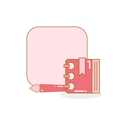 blank board and reminder note with book vector illustration