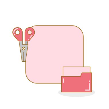 Makas ve dizin vektör illüstrasyonlu boş tahta